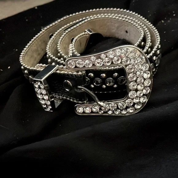 Accessories | Black Leather Belt With Swarovski Crystal  display picture 2